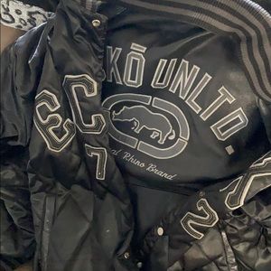 Ecko leather to stitch nylon with felt lettering